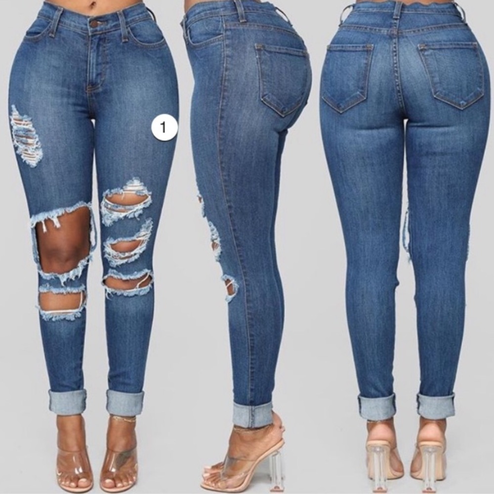 Distressed dark denim jeans !SOLD!